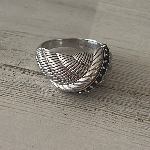 Judith Ripka Silver Sapphire Domed Statement Ring. - Picture 2 of 4